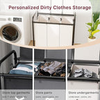 3-Compartment Laundry Cart with Lockable Wheels & Lid 180L Large Wheeled Laundry Basket Heavy-Duty Sorting Organizer for Laundry Room (White)