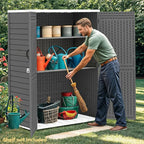 DWVO 59 Cu. Ft. Vertical Storage Shed, Weatherproof Outdoor Tall Cabinet with Double-Wall Panels and Floor, Lockable Resin Shed for Garden, Garage, Patio, Dark Gray (Shelves Not Included)
