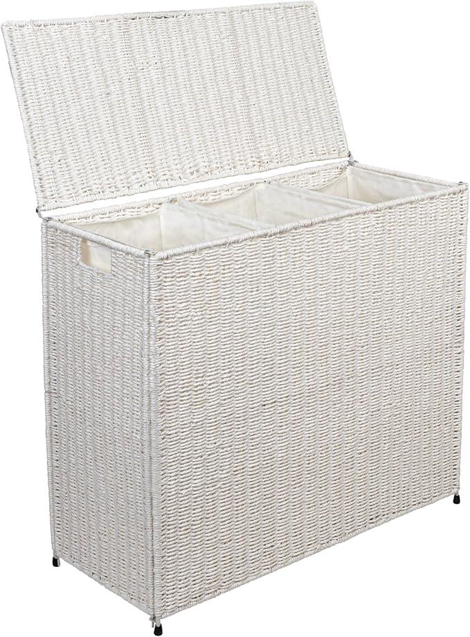 Household Essentials 3 Compartment Laundry Sorter, Wicker Laundry Sorter