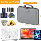 DocSafe Fireproof File Organizer with Lock, Hard-Shell Case Fireproof Document Box with 13 Pocket Accordion File Folder, Portable Home Office Travel Safe Storage for Important Documents Laptop Gray