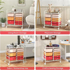 Giantex 9 Drawers Rolling Cart, Classroom Organizers, Storage Cart with Wheels, for Teacher Office Home School Supplies Tool Craft Art Paper, Macaron Multicolor