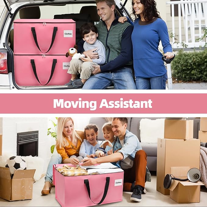 Extra Large Moving Bags with Zipper - Heavy Duty Tote for Packing Clothes, Durable Storage Bin Organizer, Multipack Set