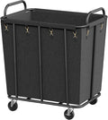 HOOBRO 106 Gal (400 L) Laundry Hamper with Lockable Wheels, Heavy Duty Rolling Laundry Cart, Laundry Sorter with Removable Bag, Laundry Basket Organizer, Waterproof Oxford Cloth, Black BB20XY01