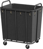 HOOBRO 106 Gal (400 L) Laundry Hamper with Lockable Wheels, Heavy Duty Rolling Laundry Cart, Laundry Sorter with Removable Bag, Laundry Basket Organizer, Waterproof Oxford Cloth, Black BB20XY01