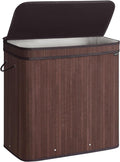 SONGMICS Laundry Hamper with Lid, Bamboo Laundry Basket, Removable Machine Washable Laundry Basket, with Handles, 39.6-Gallons, for Laundry Room, Bedroom, Bathroom, Chestnut Brown ULCB062K01