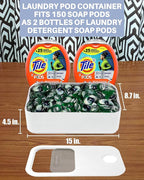 TidyFriend Laundry Pods Container with Slide Lid, 15" x 8.7" x 4.5", Airtight Storage Keeps Pods Fresh, Holds 9–10 lbs or 100–130 Pods, Laundry Detergent Container & Dishwasher Pod Holder (White)