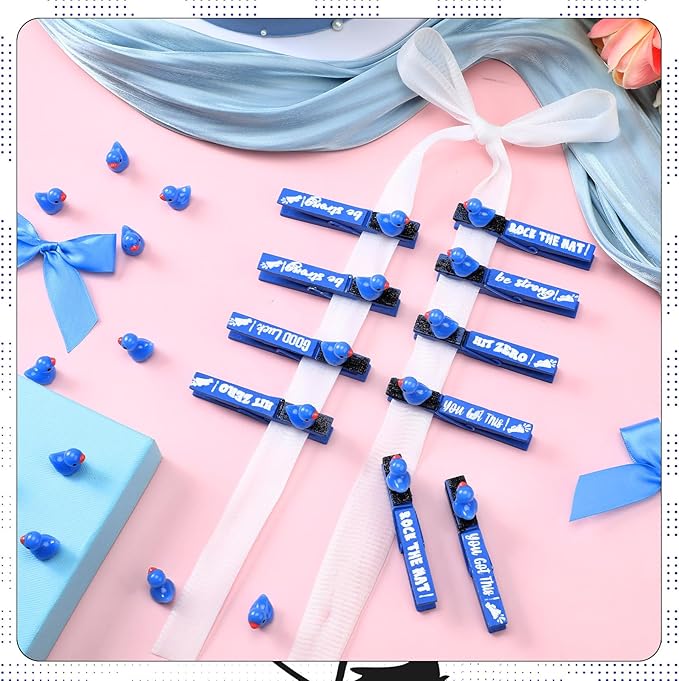 Kigeli 30 Pcs Spirit Clips Cheer Pins Cheerleader Gifts Clothes Pins for Backpacks Competition Glittered for Team Cheer Gifts Stuff Supplies Party Favors Accessories Bulk(Blue,Duck)