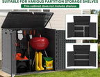 30 Cu.Ft Outdoor Storage Shed, Multi-Purpose Weather-Resistant Utility Shed for Garbage Cans, Lawn Mower, Garden Tools, Waterproof Resin Horizontal Cabinet with Pad-Lockable Doors (Black)
