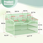 Docnest 3 Tier Mesh Desk Organizer for Paper Office Supplies – Multi-Functional Letter Tray with 5 Adjustable Compartments, 3 Pen Holders, Desktop Storage for Files, Mail, Stationery – Green