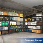 FLEXIMOUNTS 60" W Garage Shelving, 5 Tier Storage Shelves Load 1500LBS, Adjustable Garage Shelving Heavy Duty, Metal Shelves Unit for Basement, Warehouse, 60" W x 72" H x 24" D, Black
