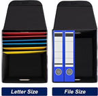 CADONO File Organizer Box with Lid, Large Hanging File Folder Organizer with Plastic Slide, Collapsible Portable Filing Storage Boxes for Office/Decor/Home (Navy Blue, 14.9 x 12.59 x 10.8 inch)