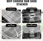 TOPNEW Shoe Slots Organizer for Closet 20 Pack Adjustable Level Shoe Stacker Holder Organization Double Layer Storage Space Saving Shoe Rack Organizer for Closet (Transparent)