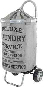 dbest products Laundry Trolley Dolly, Grey Laundry Bag Hamper Basket cart with wheels sorter