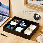 1 Pcs Acrylic Desk Drawer Organizer 9'' up to 18'' x 12'' x 2.1'' Expandable Drawer Organizer Trays with 8 Adjustable Compartments Black Desk Accessories for Makeup Office Bathroom