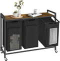Laundry Hamper with Shelf, Laundry Basket with 3 Pull-Out Removable Bags, 3x 10.6 Gallons(120L), Metal Frame, Lockable Wheels, for Laundry Room and Bedroom