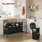 Tajsoon 5 Bag Laundry Sorter Cart, 5 Section Laundry Hamper with Heavy Duty Rolling Lockable Wheels, Laundry Basket Organizer with Removable Bags for Dirty Clothes Storage, Black
