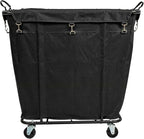 Household Essentials Commercial Laundry Cart with Rolling Caster Wheels, Black Canvas Liner and Steel Frame