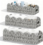 3Pack Toilet Paper Basket for Organizing Scalloped Edge Wicker Basket with Handles Toilet Tank Paper Holder Storage for Bathroom Bedroom Countertop Shelf Decor(Gray,Plastic)