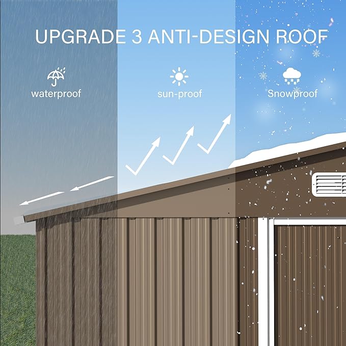 Kullavik 10FT x 8FT Outdoor Storage Shed with Window,Floor and Lockable Doors,Waterproof Metal Garden Tool Shed,Galvanized Steel shed for Backyard,Garden,Patio