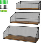 Schliersee Floating Shelves Wall Mounted Mesh Storage Shelf Set for Bathroom, Bedroom, Kitchen, Living Room, Office, 3 Packs