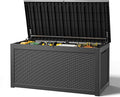 Outdoor Storage Box, Resin Deck Boxes Indoor and outdoor, Waterproof Storage Box Lockable Lid (Black,320 Gallon)