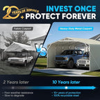 Quictent 20x20 ft Heavy Duty Double-car Metal Carport, Fully Shaded Outdoor Garage Side Canopy with Side Panels and Pre-drilled Holes, Suitable for Parking Cars, Boats and Agricultural Equipment