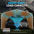 Quictent 20x20 ft Heavy Duty Double-car Metal Carport, Fully Shaded Outdoor Garage Side Canopy with Side Panels and Pre-drilled Holes, Suitable for Parking Cars, Boats and Agricultural Equipment