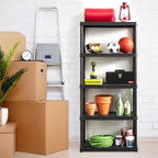Gracious Living 5 Shelf Fixed Height Ventilated Medium Duty Storage Unit 14 x 32 x 72" Organizer System for Home, Garage, Basement, & Laundry, Black