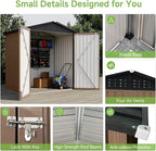 Real Relax 6x4 FT Metal Storage Shed, Outdoor Shed with Reinforced Frame & Heavy Wind/Snow Resistance, Secure Lock, for Backyard/Garden, Stores Tools & Materials, Brown