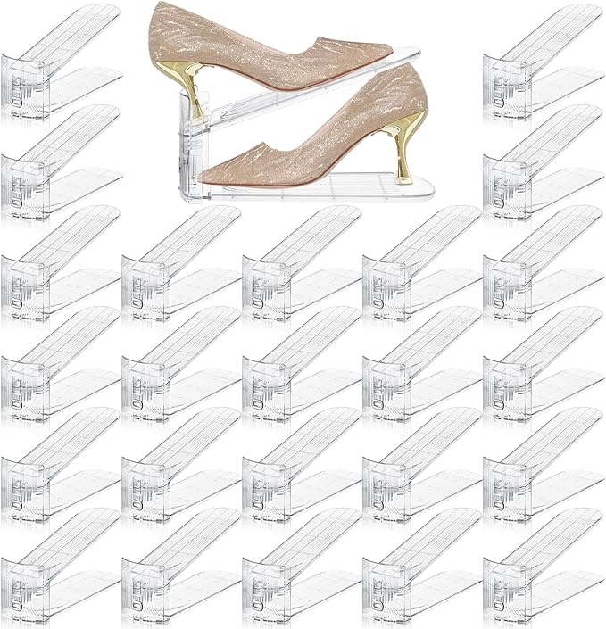 Shoe Slots Organizer for Closet,24 Pack Shoe Stacker Shoe Rack Organizer for Closet Space Saver Storage Shoe Holder Organization(Transparent)