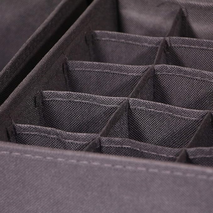 DIOMMELL 21 Pack Foldable Cloth Storage Box Closet Dresser Drawer Organizer Fabric Baskets Bins Containers Divider for Baby Clothes Underwear Bras Socks Lingerie Clothing,Dark Grey 11-4249