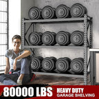 67" W Garage Shelving 4000BS Garage Shelving Heavy Duty Storage Shelves, 3 Tier Metal Shelves, Adjustable Industrial Shelf for Warehouse, Basement, Pantry 63.0" H x 67" W x 19.7" D
