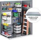 DWVO 5x3 FT Outdoor Storage Shed with Floor, All-Weather Resin Storage Shed with Window & Lockable Door, Waterproof Plastic Tool Storage for Garden Patio, Gray