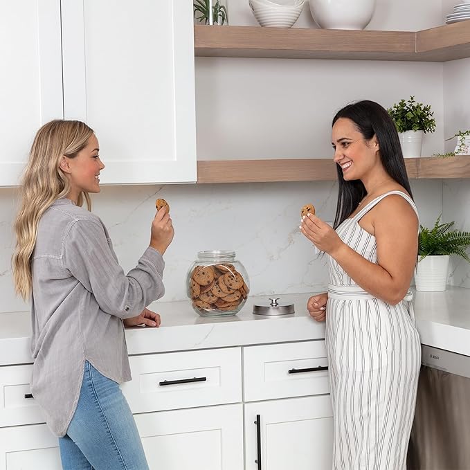 1 Gallon Large Glass Cookie Jars for Kitchen Counter + Marker & Labels - Food Storage Canisters with Airtight Lids, Coin & Penny Jar for Candy Buffet, Coffee, Laundry Detergent Holder, Set of 2.