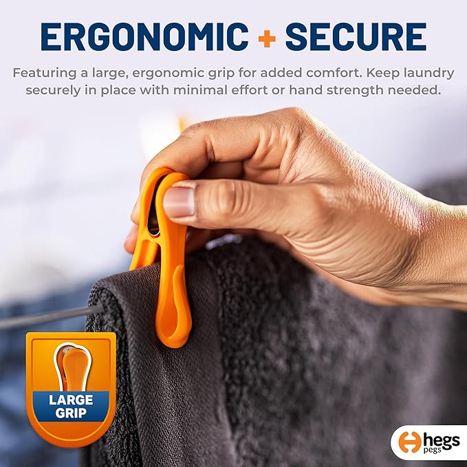 The Smartest Heavy Duty Clothespins with Hooks (30 Pack Bright Orange) - Hang 3 Garments at Once with Our Tough, Dual Hooks Clothes Pins with Anti-Rust Spring - Durable, Colorful Clothespins