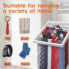 Tie Organizer for Men, Tie Organizer up to 54 Ties, Metal Tie Racks for Men Closet, Tie Holders for Closet, Tie Rack Wall Mounted, Suitable for Ties, Scarves and Belts Organization (White)