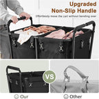Hoctieon 2 Section Laundry Sorter Cart, 300L Rolling Hamper with Wheels, Industrial Laundry Basket Organizer, Large Dirty Clothes Hamper for Home & Hotel, Heavy Duty, Black