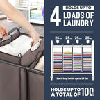 STO STO Laundry Sorter 4 Section, 4 Bag Clothes Hamper, Rolling Laundry Cart Basket with Heavy Duty Lockable Wheels and Removable Bag for Laundry Room, Bedroom, Closet, Brown