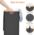 Lifewit 100L Laundry Basket with Lid, Clothes Hampers for Laundry with Bamboo Handles and 1 Removable Bag, Large Foldable Laundry Hamper for Bedroom, Bathroom, Dorm, Laundry Room, Dark Gray
