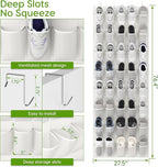 Unjumbly Over the Door Shoe Organizer with 40 Large Breathable Mesh Pockets, Space Saving Shoe Holder, Hanging Shoe Rack for Entryway Bedroom Closet Storage (White, 80 Pockets)