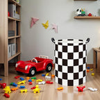 Baby Laundry Basket Kids Hamper Toy Storage Bin for Boys Room Decor Baby Nursery Hamper Gift Baskets for Bedroom Bathroom(Race Flag)