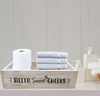 Admired By Nature Distressed Decorative Home Décor Nesting Organizer Wooden Rectangle Gift Wood Crates, Rustic White Storage Container for Bathrooms 'Nice Butt Hello Sweet Cheeks' Phrase