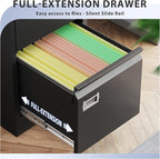 3-Drawer File Cabinet, Locking Metal Vertical File Storage for Home Office, Black, 15" W x 17.7" D x 38.6" H