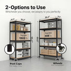 HOMEDANT House 36.2" W 5 Tier Heavy Duty Garage Shelving Adjustable Metal Rack Storage Shelves Standing Shelf Unit Organizers Pantry Closet Office Black 2Pack