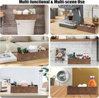 Seagrass Shelf Basket with Dividers, Rectangular Woven Storage Baskets for Organizing, Decorative Wicker Narrow Basket Tray with 3 Sections for Shelves, Toilet Tank, Bathroom Counter