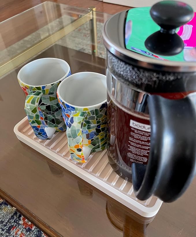 Happitasa Silicone Kitchen Sink Organizer Tray, Sponge Holder and Countertop Protector | Bathroom and Kitchen Soap Dish and Dispenser Tray (Dark Chocolate, 10"x5.25", 10.4 Ounces)