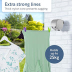Minky Homecare Retractable Clothesline, PVC Coated, Outdoor | Dual Line | Heavy Duty | Space Saving | 49 Feet, Pack of 4