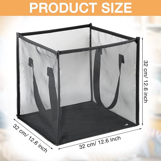 Zopeal 6 Pack Popup Laundry Hamper 13 Inch Collapsible Laundry Baskets with Handles Mesh Clothes Baskets Portable Single Layer Foldable Clothes Hamper Square Bin for Washing (Black,Single-layer)