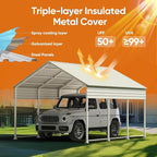 Quictent Heavy Duty 10x16 FT Vertical Roof Metal Carport, Pre-Drilled All Weather Storage Car Shelter for Tractor, Vehicles & Farm Equipment