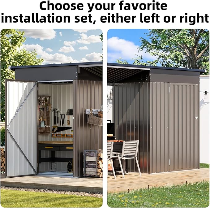 AECOJOY 5x3 FT Outdoor Storage Shed & Hardtop Gazebo Combo, 10x4 FT Metal Lean to Shed with 3‘x5’ Open Pergola, 2-in-1 Tool Sheds & Outdoor Storage for Patio, 30 Sq.Ft Covered